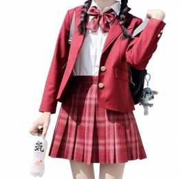 japanese Jk Uniforms Students 13 Colors Red/Pink/Black Blazer High School Jacket Girls College Style Autumn Suit School Uniforms J5Hg#