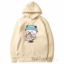 plus Size Peach Goma Mochi Cat By Motorcycle Women Men Hoodies Couple Harajuku Female Autumn Winter Carto Sweatshirt Clothing d3J5#