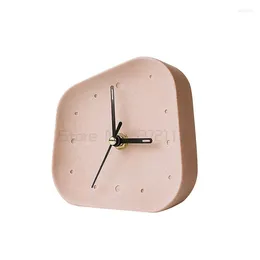 Table Clocks Nordic Small Desk Clock Alarm Geometry Shaped Cement Desktop Chic Mute Concrete Klokken Home Decoration E6NZ