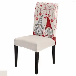 Chair Covers Valentine'S Day Love Rose Dwarf Cover Set Kitchen Stretch Spandex Seat Slipcover Home Decor Dining Room