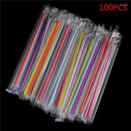 Disposable Cups Straws 100Pc Clear Individually Wrapped Drink PP Party Supplies Plastic Birthday Celebration