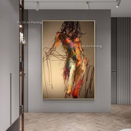 Women Canvas Painting Abstract Female Oil Painting Wall Art Hand Painted Modern Body Graffiti Wall Decor Artwork Bedroom Bathroom Home Decor