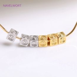 18K Gold Plated Brass 4mm Pattern Square Spacer Beads For Necklace Bracelet Making Accessories DIY Jewellery Making Findings