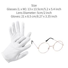 Santa Claus Glasses Matching Flat Glasses with White Gloves Christmas Party Cosplay Exquisite Accessories Stage Performance Prop