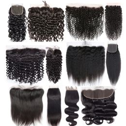 4x4 Closure for Straight Body Kinky Curly Hair Lace Closure Kinky Straight Deep Water Human Hair Lace Frontals Only 13x4