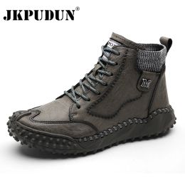 Boots Winter Warm Men's Casual Shoes Fashion Men's Leather Boots Comfortable Men's Ankle Boots Outdoor High Quality Hiking Boots Men