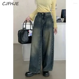 Women's Jeans CJFHJE Women Loose Wide Leg Vintage Classic Korean Fashion Ankle-length Denim Pants Streetwear Spring