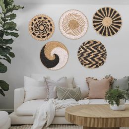 Decorative Figurines 5Pcs Wall Basket Decor Set Woven Rattan Baskets Hanging Handmade Art Natural Farmhouse And