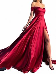 strapl Padded Off the Shoulder A Line Burdy Cocktail Prom Ball Gown Sexy Slit Leg Backl Evening Party Bridesmaids Dr f9qk#