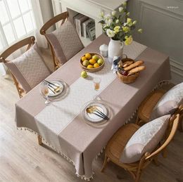 Table Cloth Cotton Jacquard Fabric Tablecloth Linen Tassel Rectangular Home Decoration Cover With