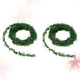 Decorative Flowers 2 Pcs Christmas Garland Fake Rattan Wedding Decoration Green Leaves Vine Artificial