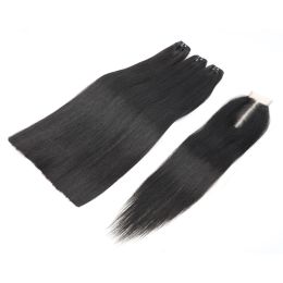 Bone Straight Bundles 2x6 Lace Kim K Closure Virgin Vietnamese Super Double Draw Bone Straight Raw Hair 3 Bundles with Closure