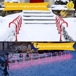 LED Solar Energy Christmas Candy Cane Lamp Indoor and Outdoor Road Marking Decorative Lamp Holiday Garden Garden Lawn Lamp Post