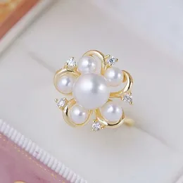 Cluster Rings MeiBaPJ 4-8mm Multiple Natural Round Freshwater Pearls Fashion Flower Ring 925 Sterling Silver Fine Wedding Jewellery For Women