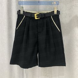 Designer Womens Shorts Pants With Letter Belt Summer Wide Leg Pant Street Style Casual Black Short Pant