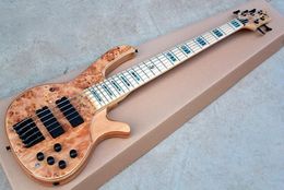 19mm between strings 5 string Original Ash Body Electric Bass Guitar with Tree burl veneerColorful Pearl Inlayoffer customize4528633