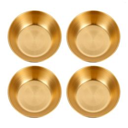 Plates 4 Pcs Seasoning Dish Plate Small Appetizer Round Wooden Trays Cutlery Soup Bowl