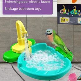 Other Bird Supplies Bath With Faucet Pet Parrots Parakeet Cockatiel Fountains Spa Pool Shower Multi-functional Toy Cleaning Tool Accessories