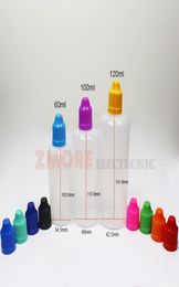 60ml 100ml 120ml Electronics ecig liquid bottles plastic dropper translucent pe empty e juice bottle Colourful child proof caps lon7954344