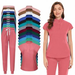 scrubs Medical Uniforms Women Solid Colour School Uniform Dental Clinic Surgery Set Beauty Sal Cleaning Work Clothes Wholesale k4qL#