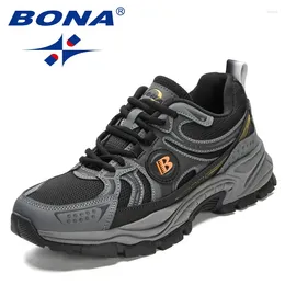Casual Shoes BONA 2024 Designers Action Leather Mesh Jogging Men Breathable Running Walking Sports Sneakers Athletic Trainers