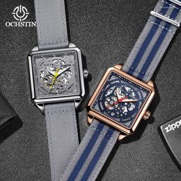 Wristwatches Ochstin Augustine's 2024 Creative Nylon Series Casual Fashion Style Hollow Mechanical Movement Men's Watch