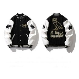 Designer baseball uniform Jackets Bapess embroidered gilded owl jacket button jacket men's and women's baseball jersey jacket fashionable street Top clothes