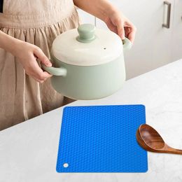 Table Mats Square Silicone Honeycomb Style Home Insulated Cooker Dish Thicken Kitchen Runners For Round Tables