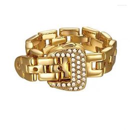 Cluster Rings Adjustable Belt Buckle Zircon Detachable Metal Soft Chain Ring Luxury Statement Finger For Women Men