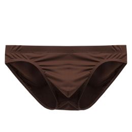 Sexy Men Low-Rise Smooth Pouch Briefs Underwear Breathable Bikini Underpants Solid Colour Penis Bulge Pouch Sexy Youth Lingerie