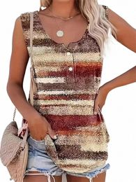 plus Size Casual Tank Top Women's Plus Tie Dye Butt Decor Round Neck Medium Stretch Tank Top 41Wm#