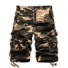 2023 Summer Cargo Shorts Men Camouflage Cotton Casual Knee Length Pants Mens Brand Clothing Comfortable Camo 240315