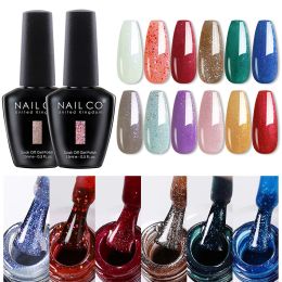NAILCO 15ml Glitter Color Gel Nail Polish Set Gel Nail Art All For Manicure Nail Supplies For Professionals Vernis UV Top Coat