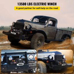 VEVOR Electric Winch 13500 LBS 12V Synthetic Tow Rope Winch 27M/92FT Lifting Hoist for 4X4 Car Trailer ATV Truck Off Road Boat