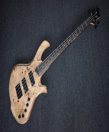 Factory Custom Natural wood Color Electric Bass Guitar with 4 StringsTree tumor VeneerBlack HardwareHigh QualityCan be Customi2177601