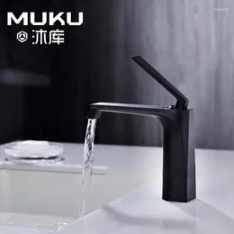 Bathroom Sink Faucets Muku Waterfall Basin Faucet Copper Cold And Water Mixer Tap Black Gold Single Hole Toilet Washbasin