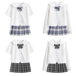 Woman School Uniforms Student Sailor Cosplay Costume Japanese Short Sleeve JK Suit Girls Pleated Skirt Mangas Anime Sapporo 240325