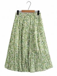 plus Size Women's Skirt Polyester Print Skirt Stretch Elastic Waist Floral Large Hem Umbrella Skirt Double-Layer Floral Y419#
