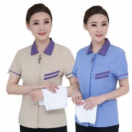 work Summer Wear Service Uniform Short Sleeve plus Size Hotel Guest Room Cleaning Clothes Community Prope t1Tq#