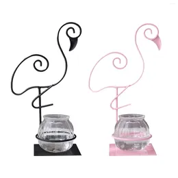 Vases Desktop Glass Planter Hydroponics Vase Flamingo Container Cute Flower Pot For Wedding Desk Decor Modern