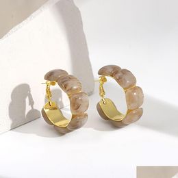 Hoop & Huggie Simple Geometric Beads Round Circle Earring For Women Resin Acrylic Beaded Hoops Vintage Party Jewellery Gift D Dhgarden Dhge4