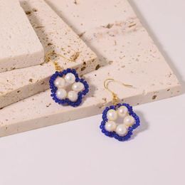 Stud Earrings GLSEEVO Fashion Fine Jewellery Pearl Flower Cluster Trendy Girls Fancy Exaggerated For Women