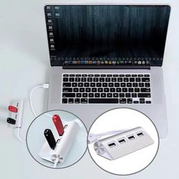 RYRA 4-in-1 USB 2.0 Hub With Cable Aluminium Alloy USB Splitter Adapter Portable Data Mini Hub For Macbook Air Laptop PC Tablet