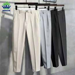 Spring Summer Suit Pants Men Thin Business Classic Grey Black Khaki Straight Korean Formal Trousers Male Plus Size 2740 42 240326