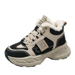 Walking Shoes 2024 Women's High Top Plush Casual Sports Winter Sneakers Women