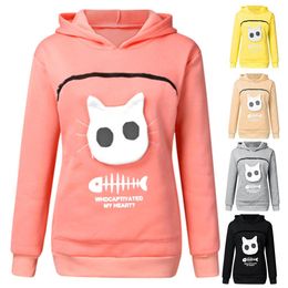 Pet Carrier Thicken Shirts Cats Lovers Hoodie Kangaroo Dog Pet Paw Pullovers Cuddle Pouch Sweatshirt Pocket Animal Ear Hooded