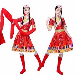 new Tibetan dance s female sleeves ethnic minority s adult stage wear square dance s 23q4#