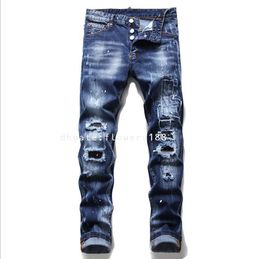 Men's Jeans New Style Ripped Tablecloth Multiple Hanging Grind Hand Painted Horse Stirrup Wild And Unruly Urban Hip Hop Maple Leaf Jeans