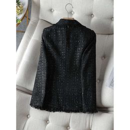 Anzüge Damen Blazer Mode Langarm Einreiher Casual Blazer Frauen Damen Herbst Winter Schwarz Weiß Kariert Knopfdekoration