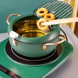 Pans Kitchen Deep Frying Pot Tempura Fryer Pan Temperature Control Fried Japanese Style Cooking Tools Utensil